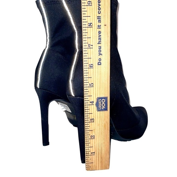 Charlotte Russe Black Pointed Toe Sock Boots Reflective Stripe Rubber Soles Sz 9 - Picture 11 of 11